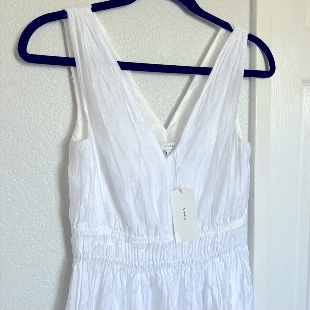 Vince Pleated Double V-Neck Dress - Picture 3 of 10